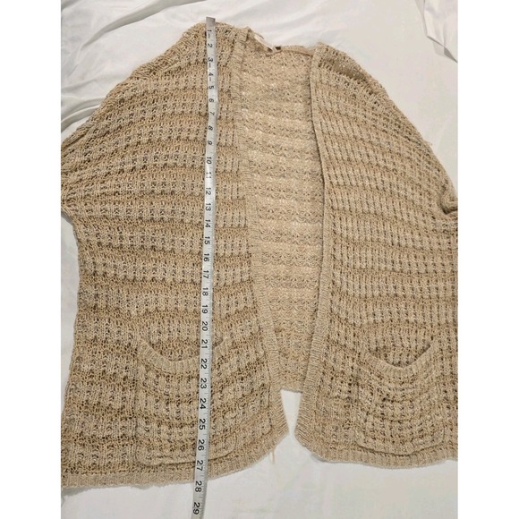 Free People Womens Cardigan Xs Lace Open Knit Sheer Beige Beach Minimalist - Picture 6 of 8